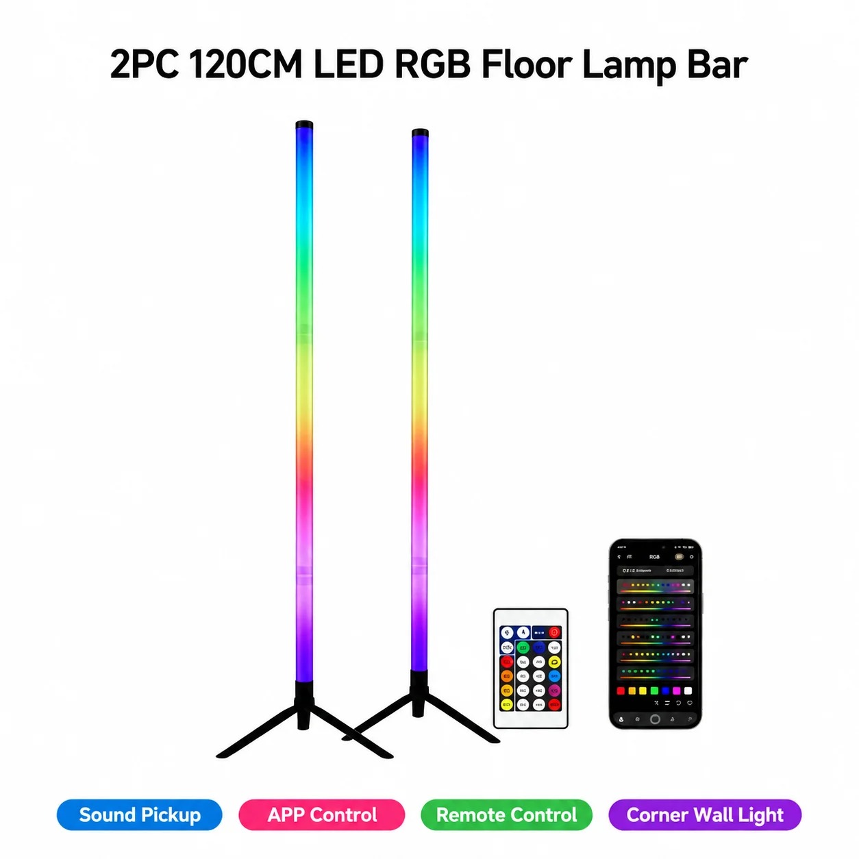 Lighting Decor For Bedroom - 2 Pack RGB LED Corner Floor