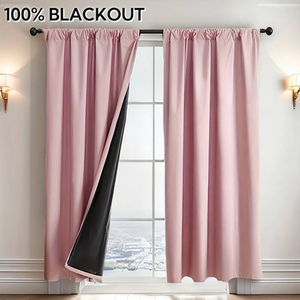 Office Lighting Decor - 1pc 100% Blackout Curtain with Black
