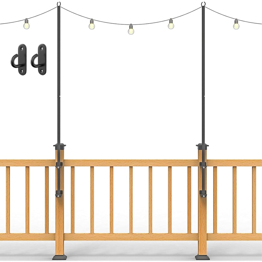 String Light Outdoor - 2 pack string light poles -
