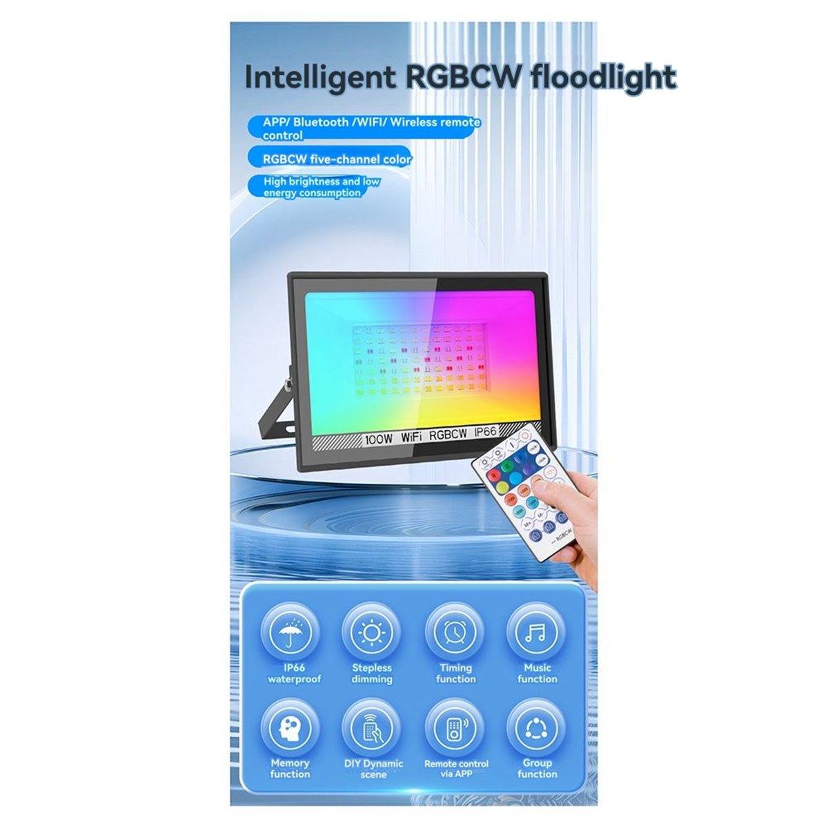 Decor Lighting Uk - Nices 100W RGBCW LED Flood Light