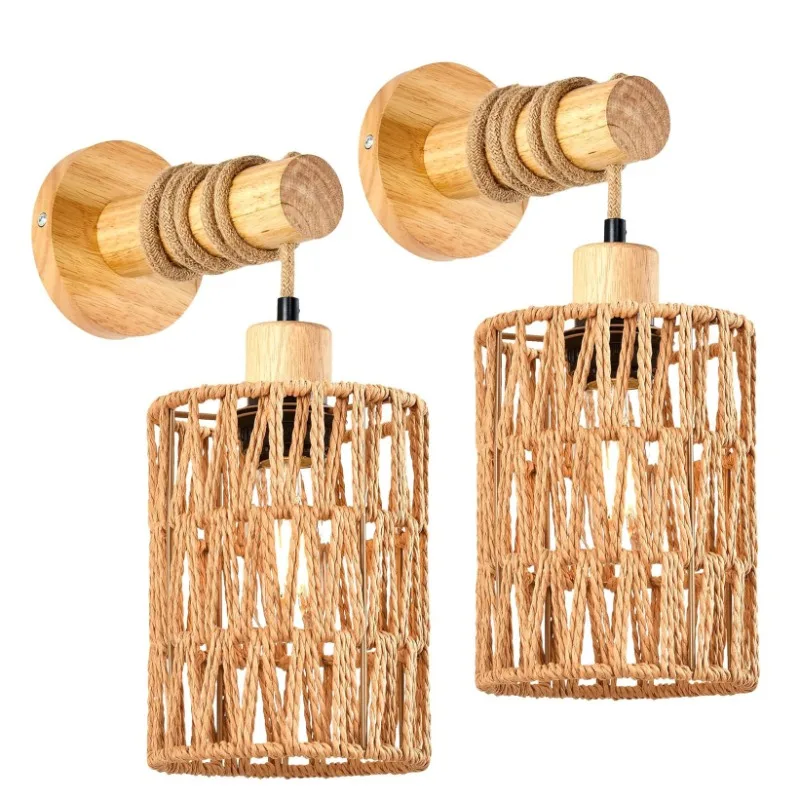 Lighting Decoration On Wall - Hemp Rope Cylindrical Style Wall Lights