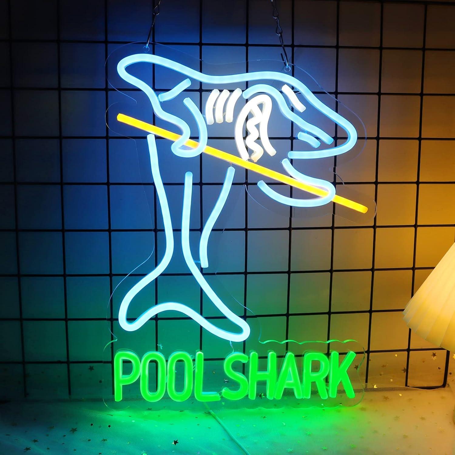 Garage Lighting Decor - Pool Shark Billiards Neon Sign USB
