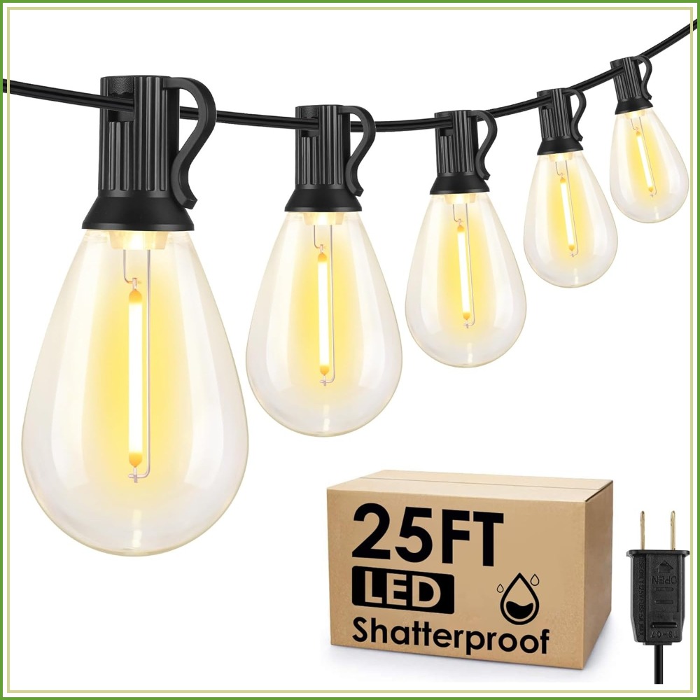 String Light Outdoor - 25FT LED Outdoor String Lights, 10+1