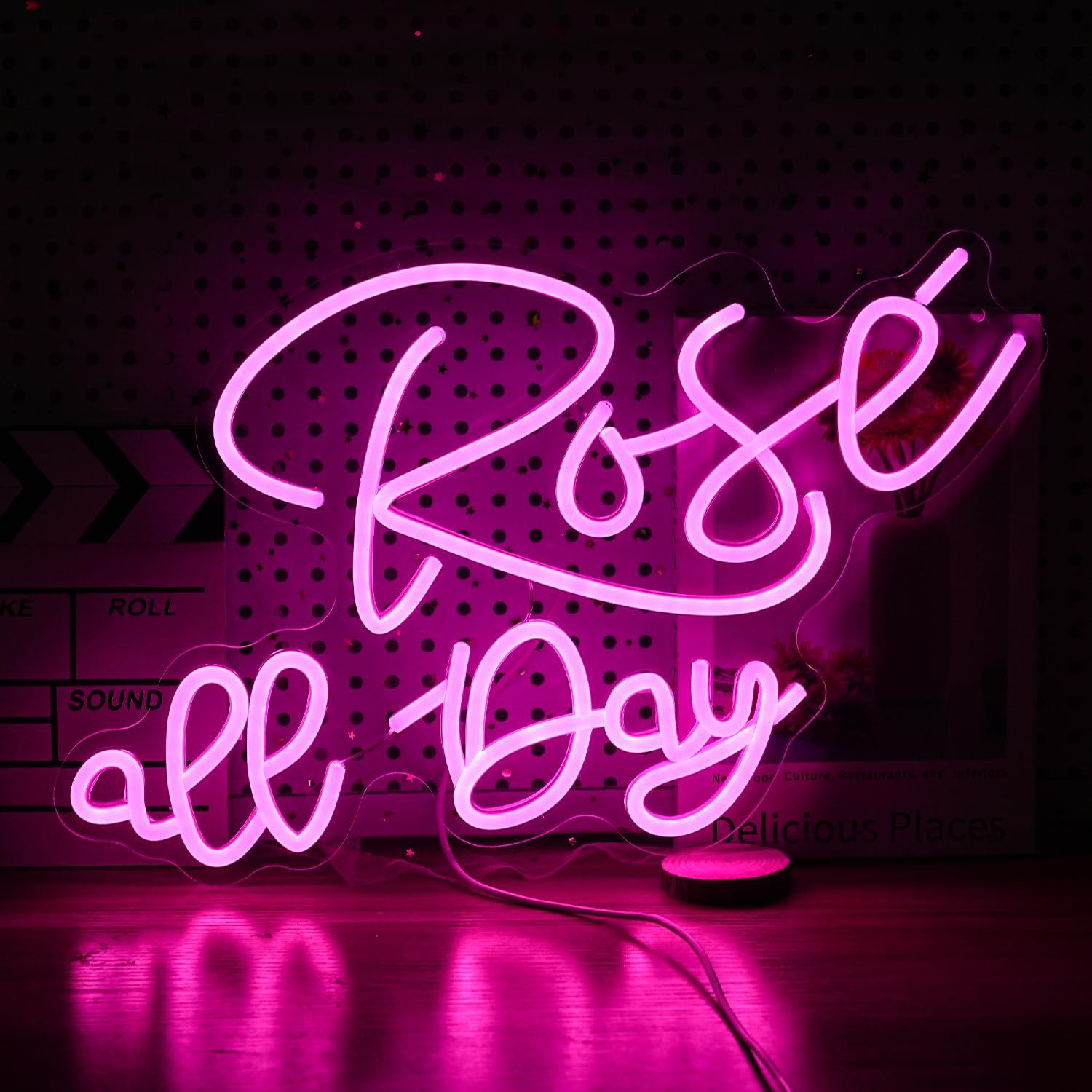 Lighting Decor For Wedding - Rose All Day Neon Sign Dimmable