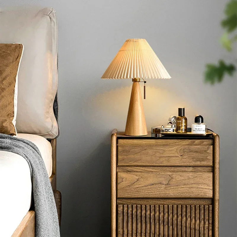 Lighting Decor For Bedroom - Retro Pleated Table Lamp Nordic Solid