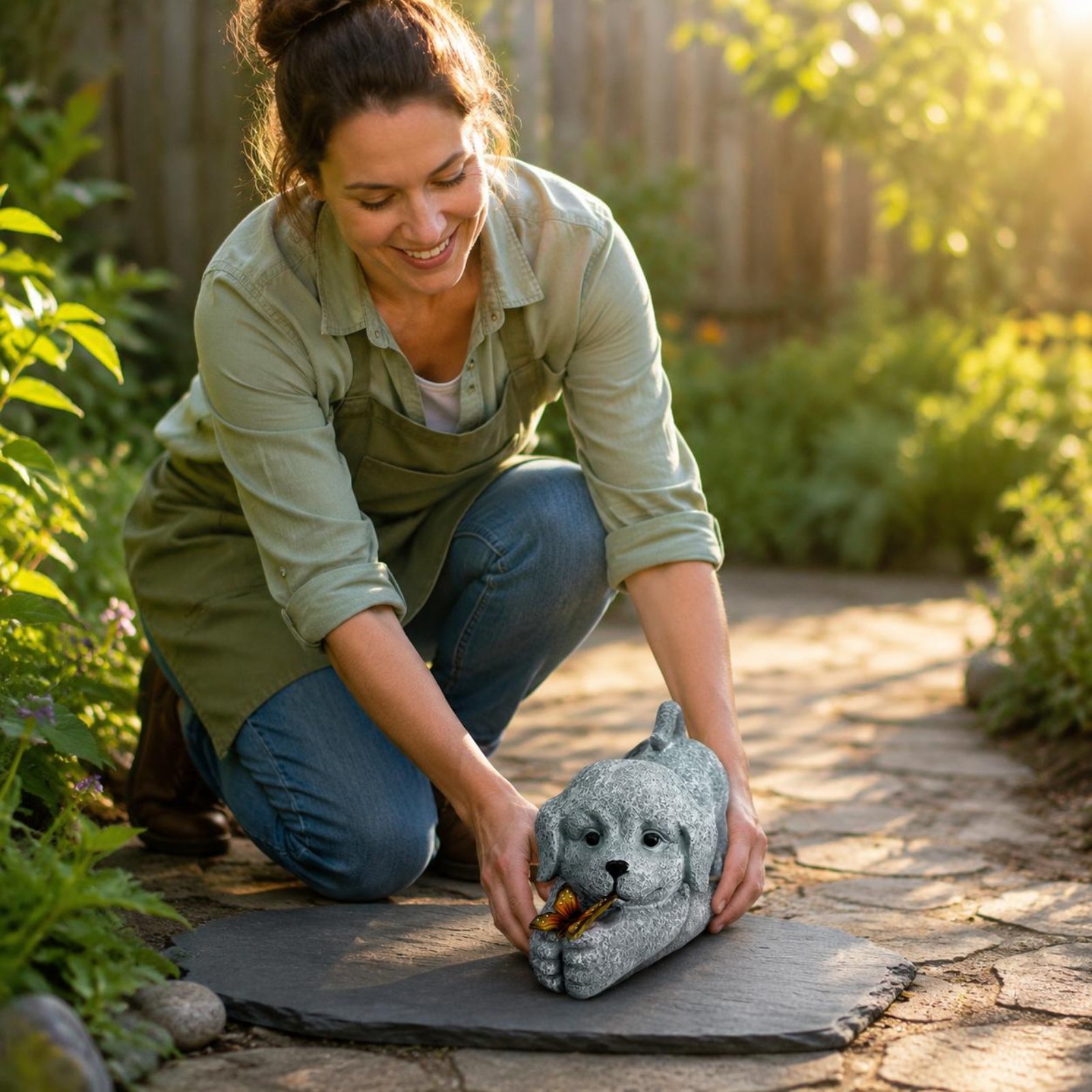 Yard Lighting Decor - Solar Dog Statue Resin Craft Solar