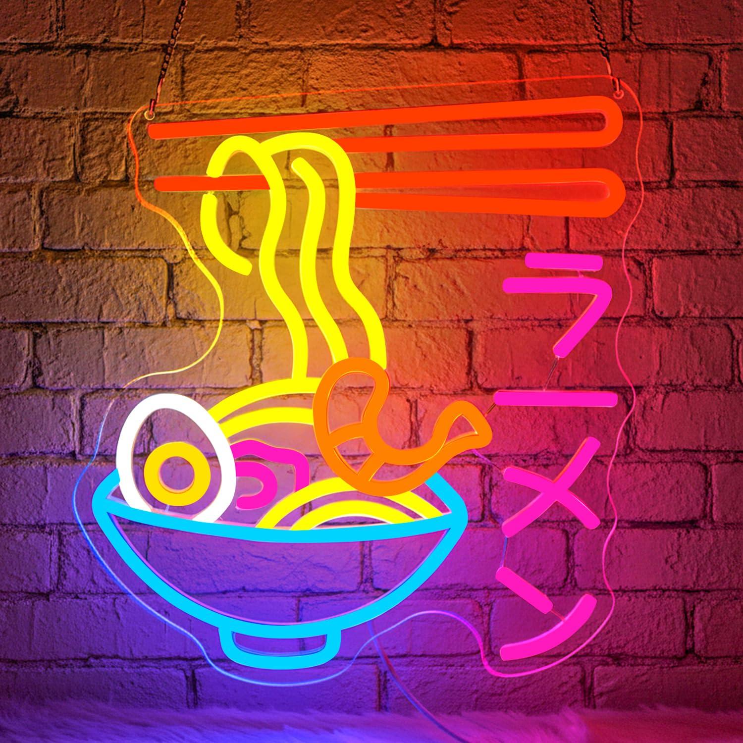 Lighting Decor For Room - Ramen Neon Sign Japanese Noodle Bowl
