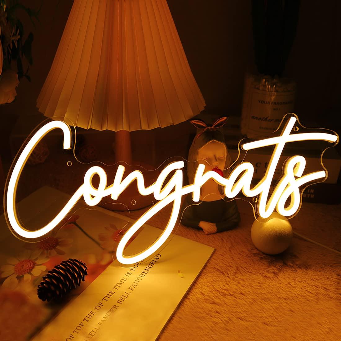 Congrats Neon Sign USB Dimmabl - Lighting Decor For Wedding 评论和价格