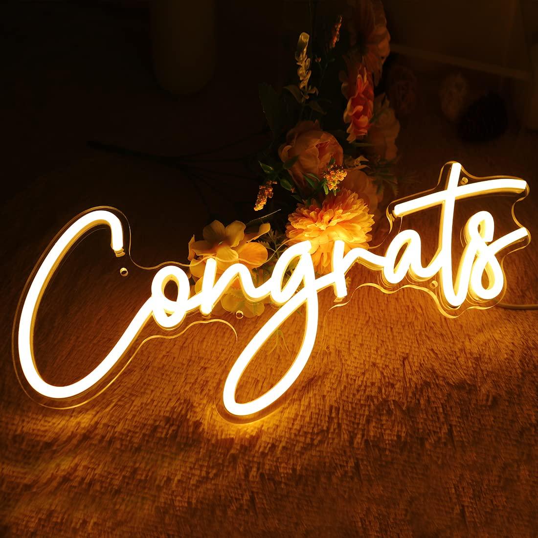 Congrats Neon Sign USB Dimmabl - Lighting Decor For Wedding 评论和价格