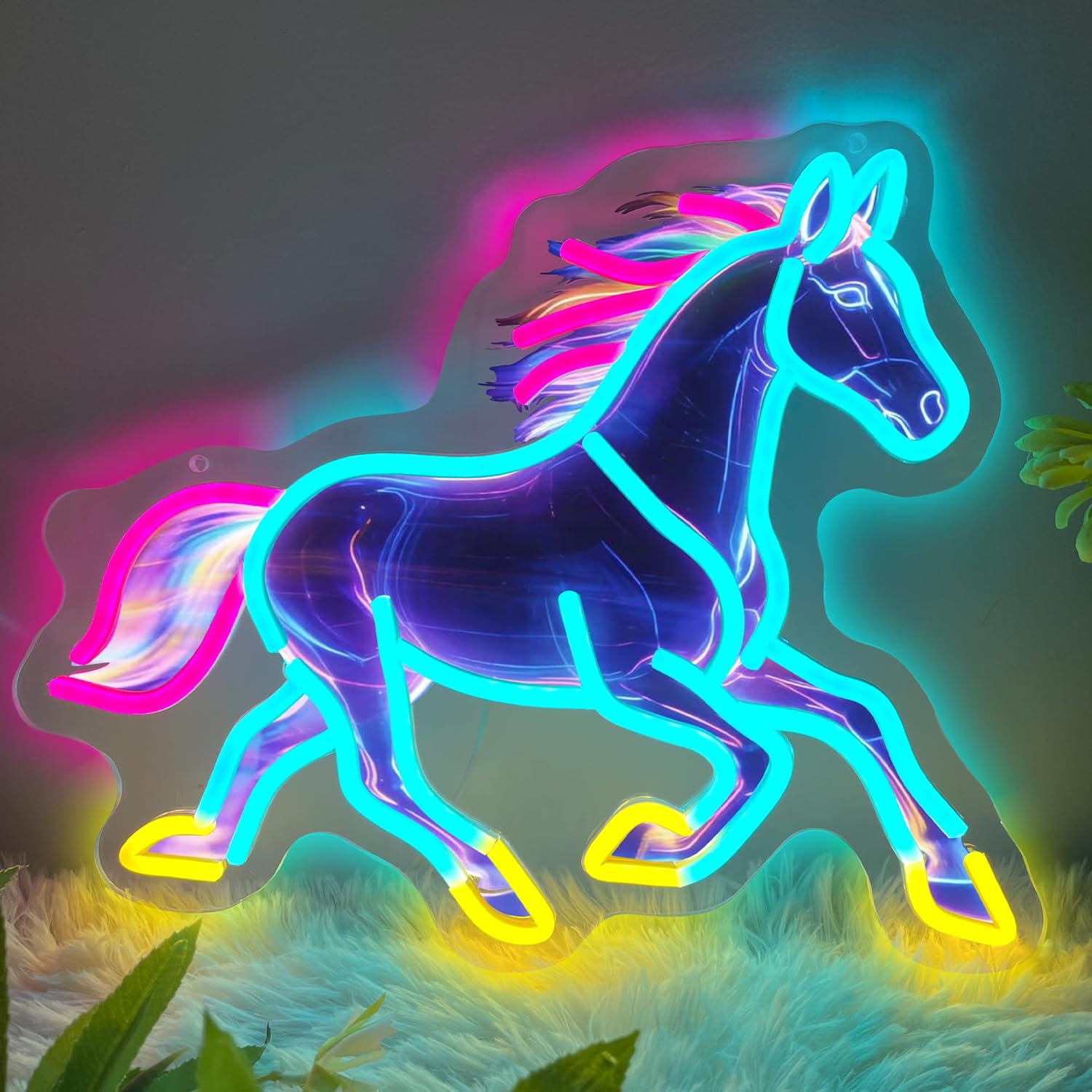 Horse Night Light Neon Sign De - Room Decor Lighting Lamp 评论和价格