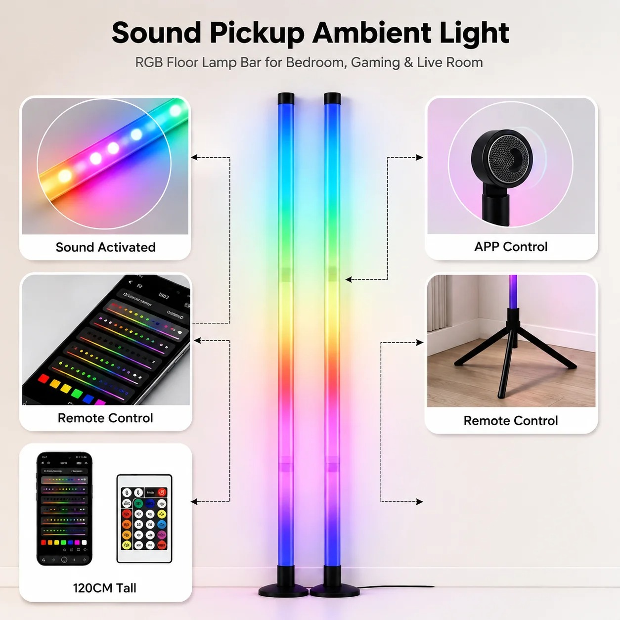 2 Pack RGB LED Corner Floor La - Lighting Decor For Bedroom 评论和价格
