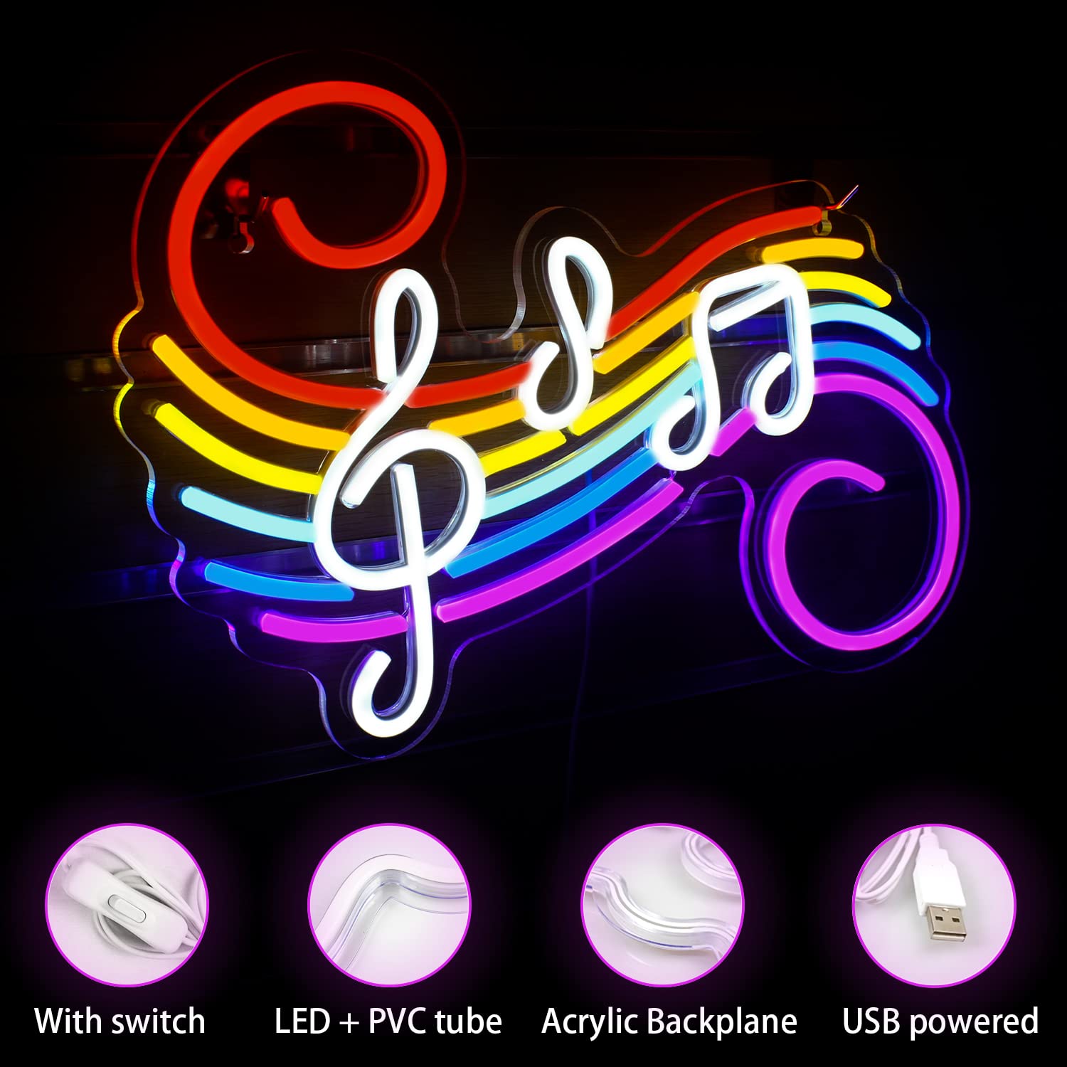 Music Notes Neon Sign Customiz - Lighting Decor For Wedding 评论和价格