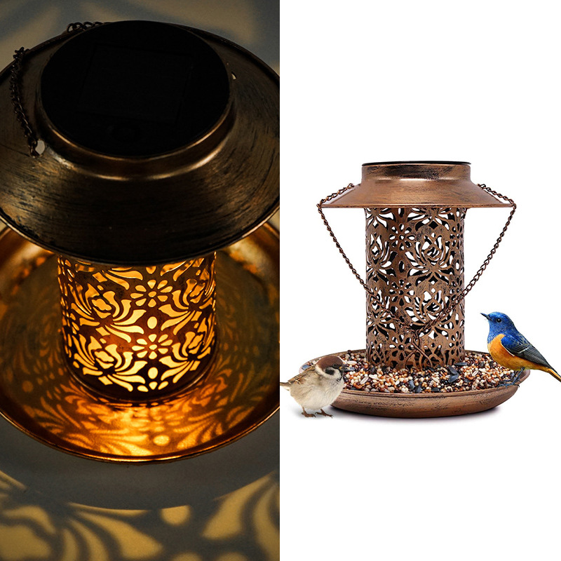 Solar Bird Feeder Metal Outdoo - Outdoor Lighting Decor Ideas 评论和价格