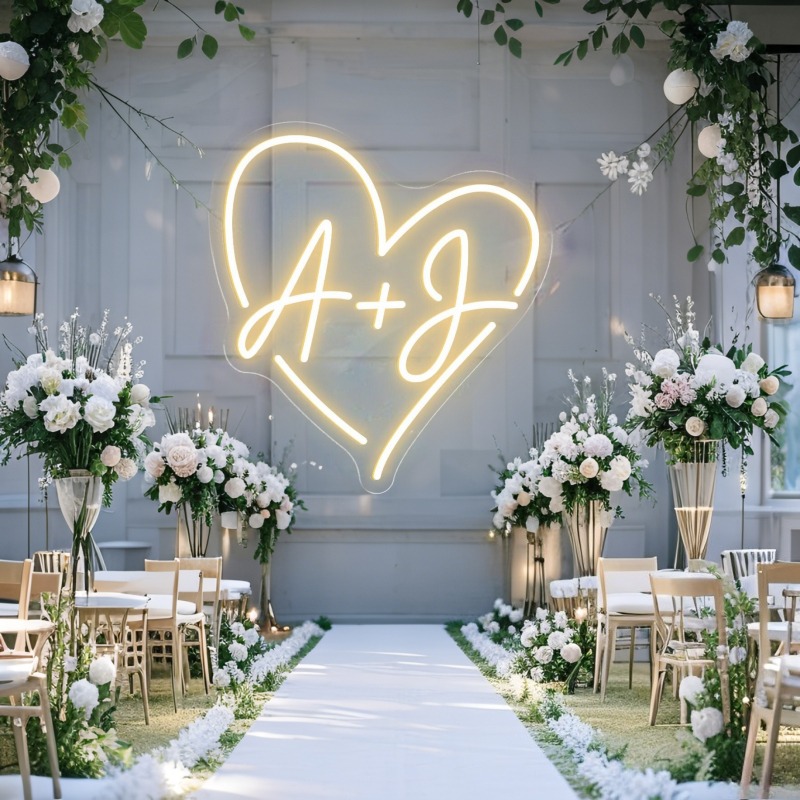 Custom Initials Heart LED Neon - Lighting Decor For Wedding 评论和价格