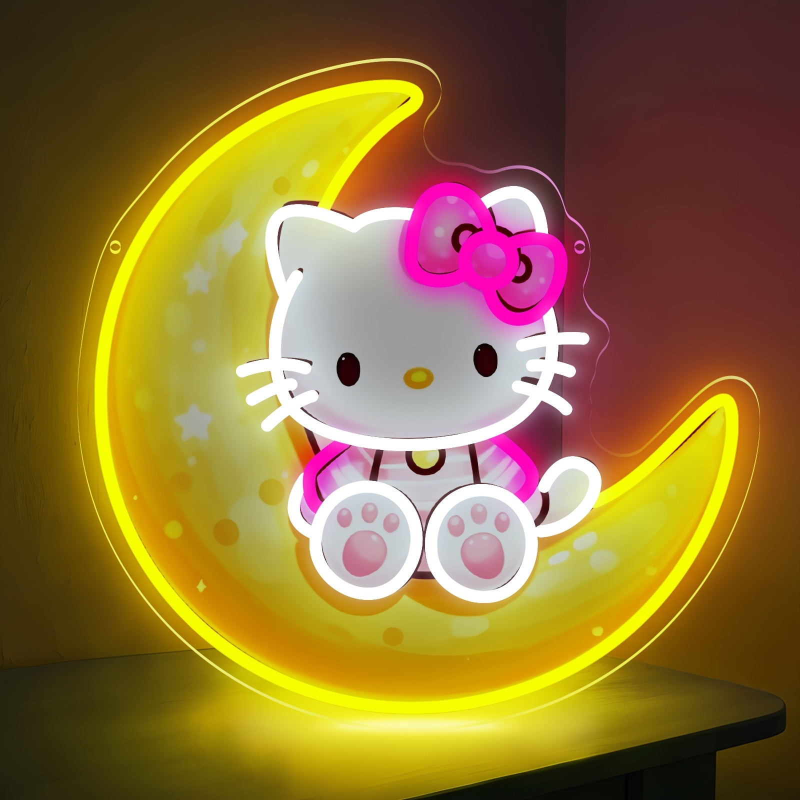 Hello Kitty on Moon Yellow Cut - Led Moon Lamp 评论和价格
