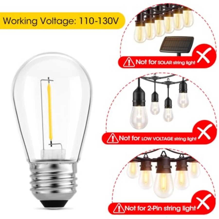36 Pack S14 LED Bulbs for Outd - String Light Outdoor 评论和价格