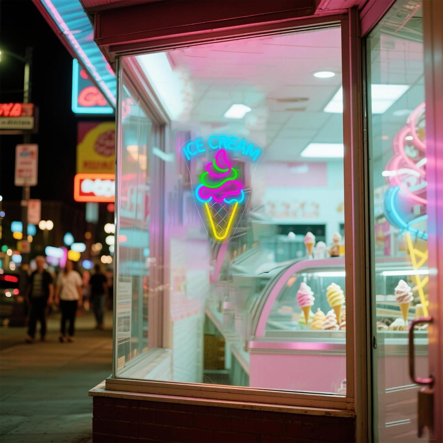 Ice Cream Neon Sign Dimmable D - Lighting Decor For Bedroom 评论和价格