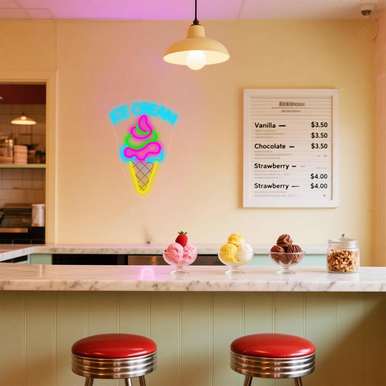 Ice Cream Neon Sign Dimmable D - Lighting Decor For Bedroom 评论和价格