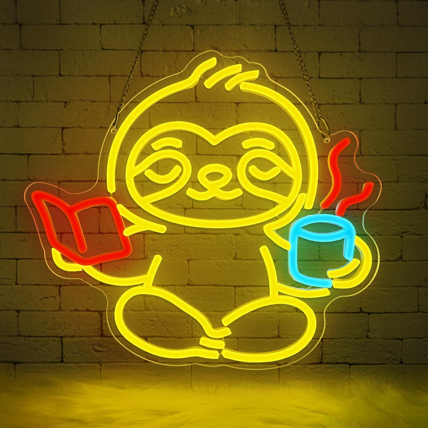 Sloth Neon Sign USB Dimmable L - Office Lighting Decor 评论和价格