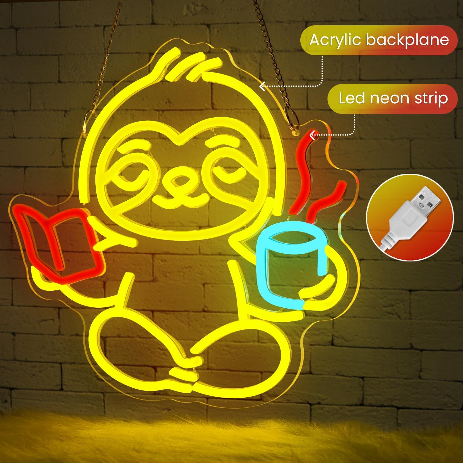 Sloth Neon Sign USB Dimmable L - Office Lighting Decor 评论和价格