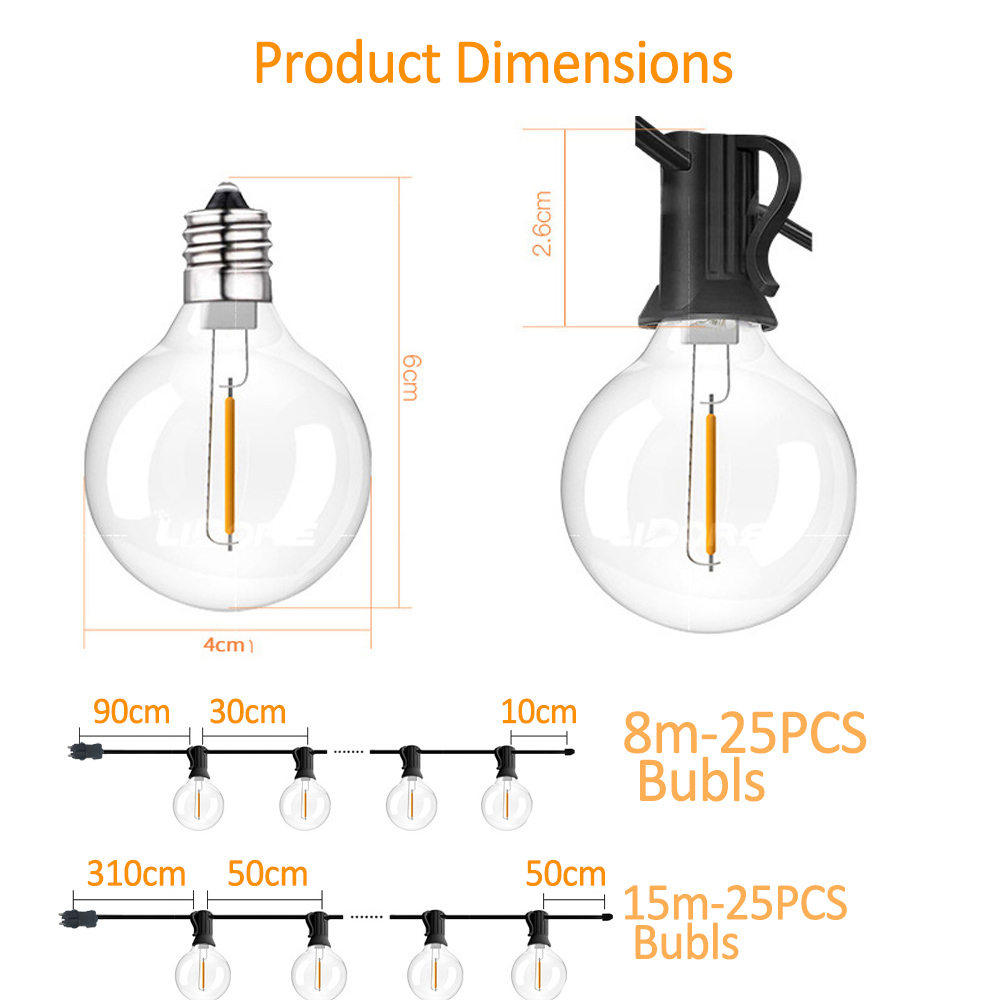 8M/15M G40 Globe String Lights - String Light Outdoor 评论和价格
