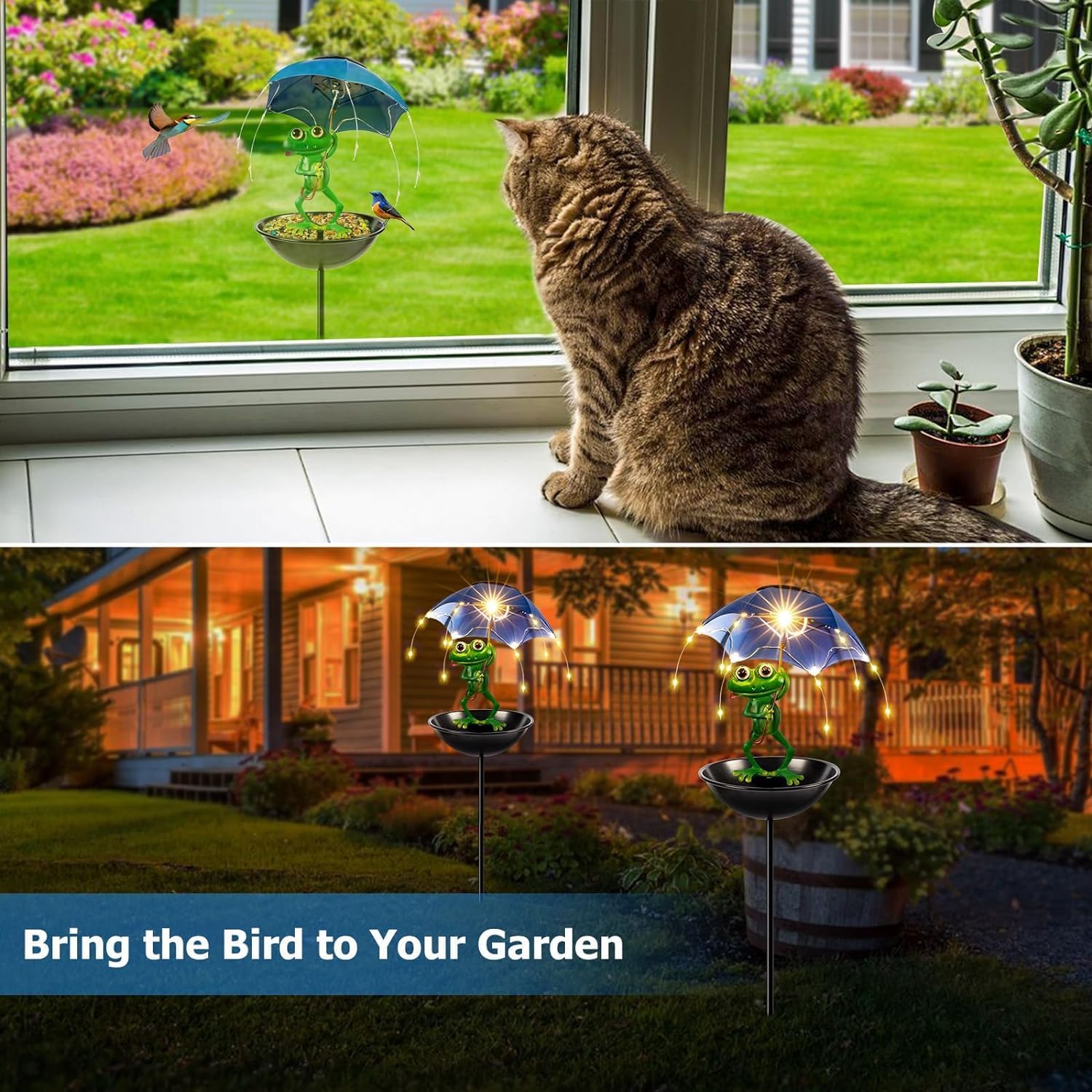 Solar Bird Feeder Metal Outdoo - Outdoor Lighting Decor Ideas 评论和价格