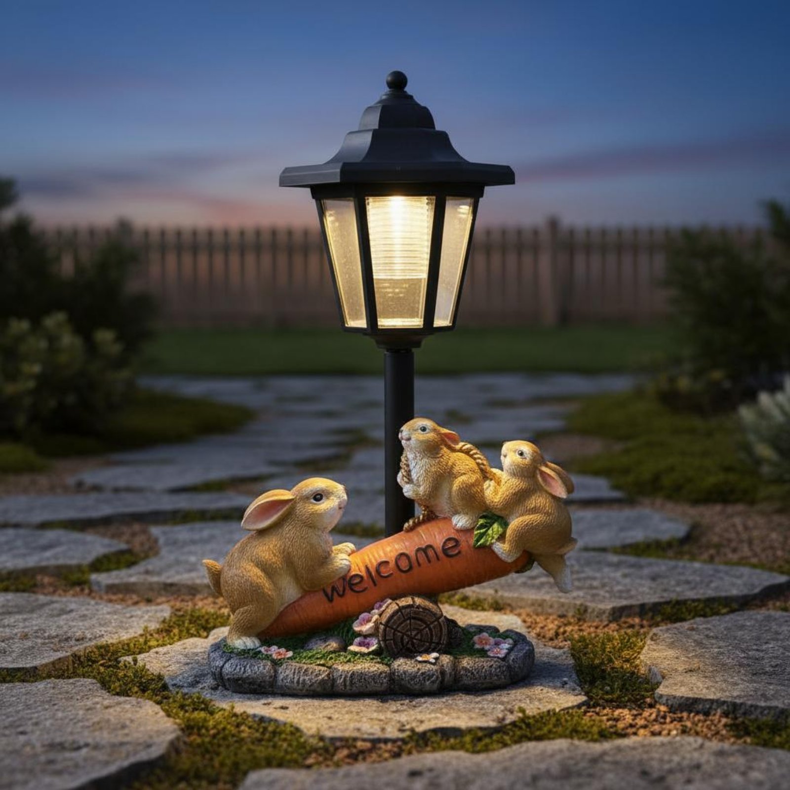 Solar Rabbit Statue Decorative - Yard Lighting Decor 评论和价格