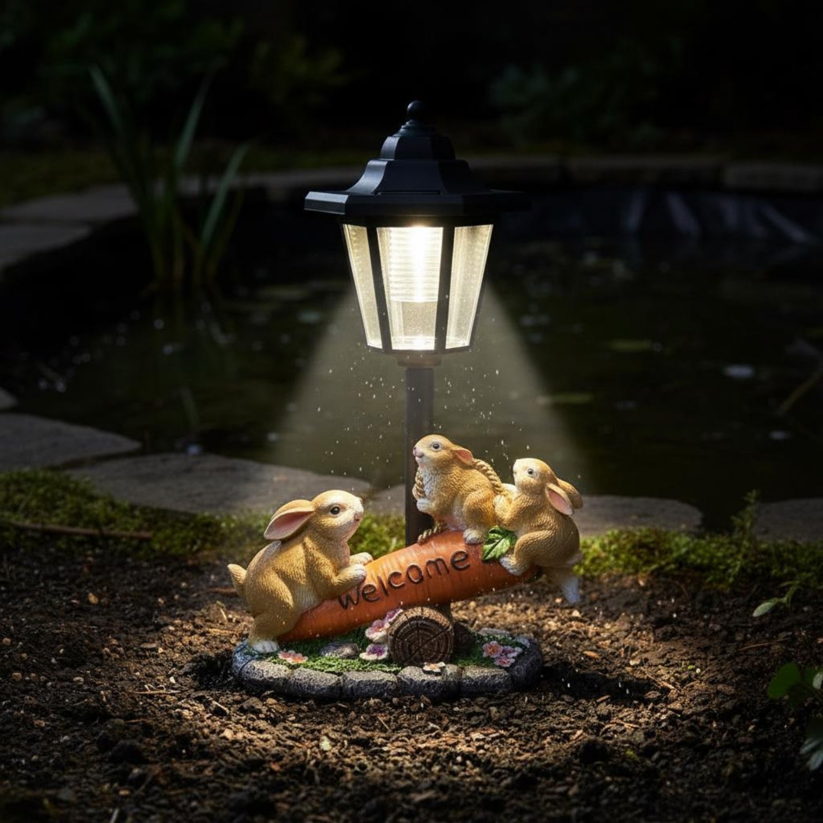 Solar Rabbit Statue Decorative - Yard Lighting Decor 评论和价格
