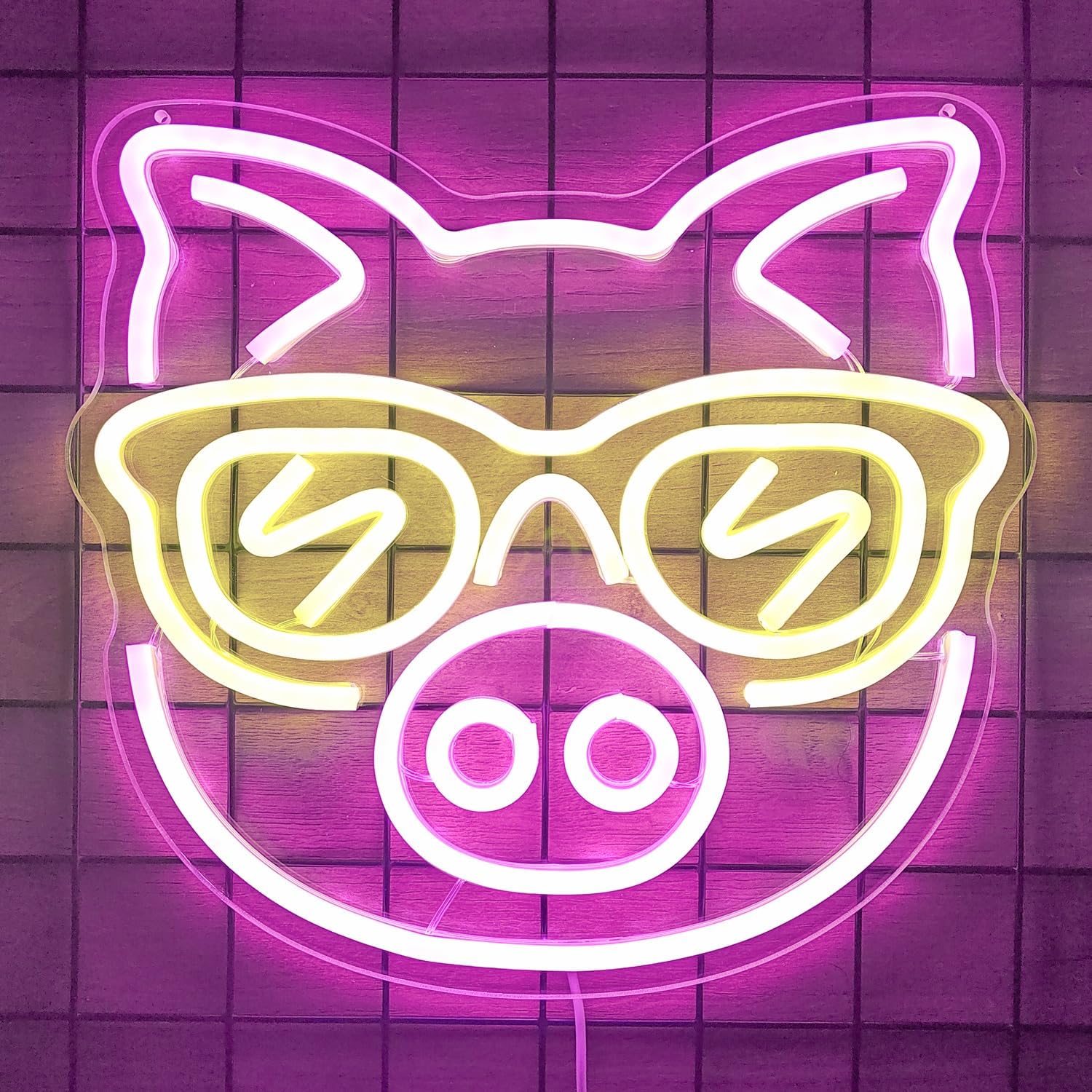 Pink Pig with Yellow Glasses N - Outdoor Lighting Decor Ideas 评论和价格