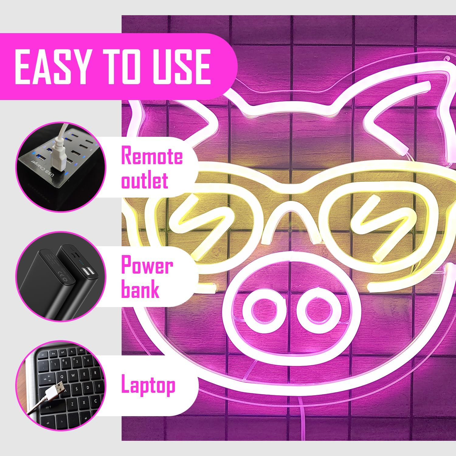 Pink Pig with Yellow Glasses N - Outdoor Lighting Decor Ideas 评论和价格