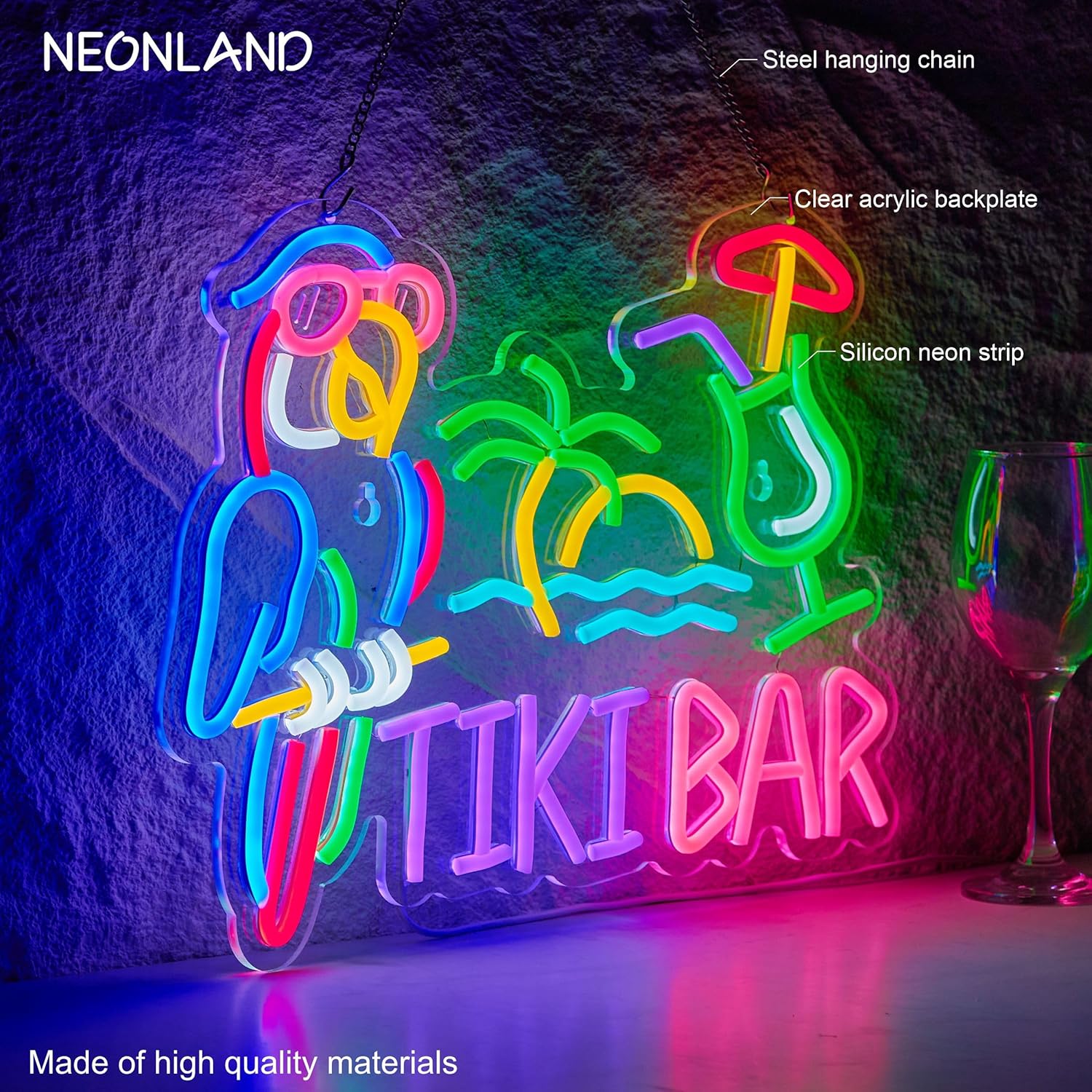 Tiki Bar Parrot Palm Tree Neon - Lighting Decor For Bedroom 评论和价格