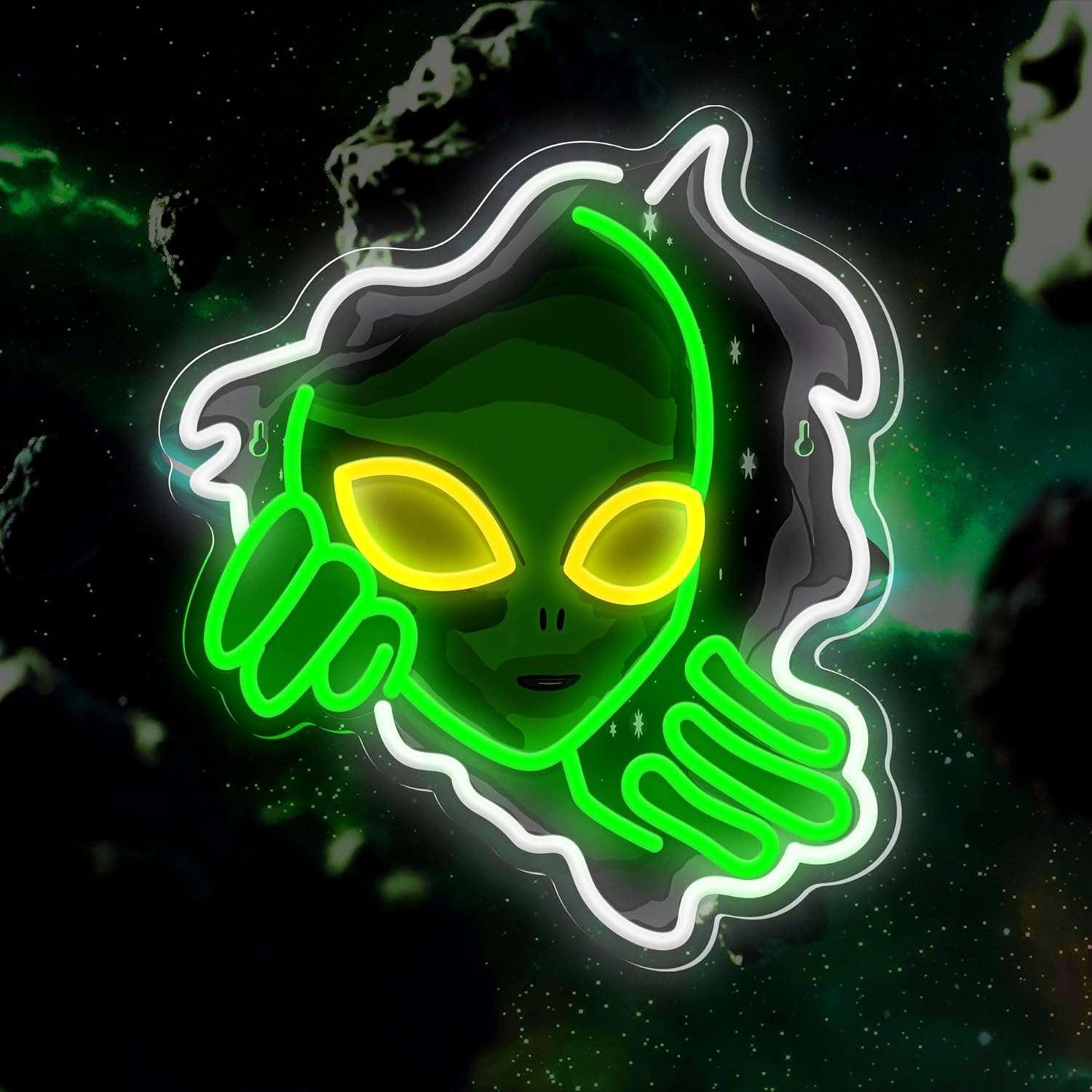 Alien Face Neon Sign Green Glo - Outdoor Lighting Decor Ideas 评论和价格