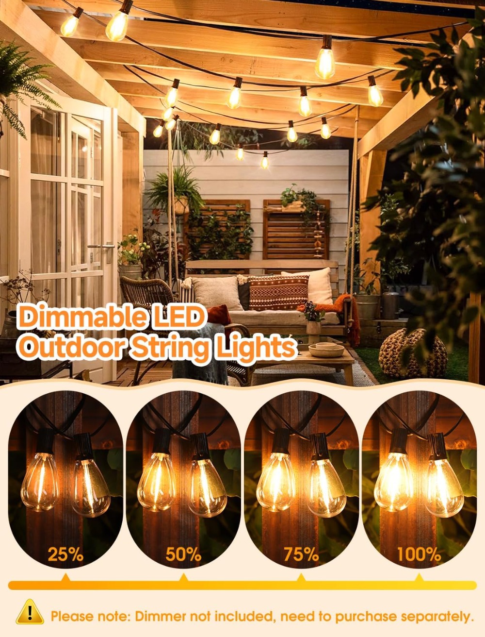 25FT LED Outdoor String Lights - String Light Outdoor 评论和价格