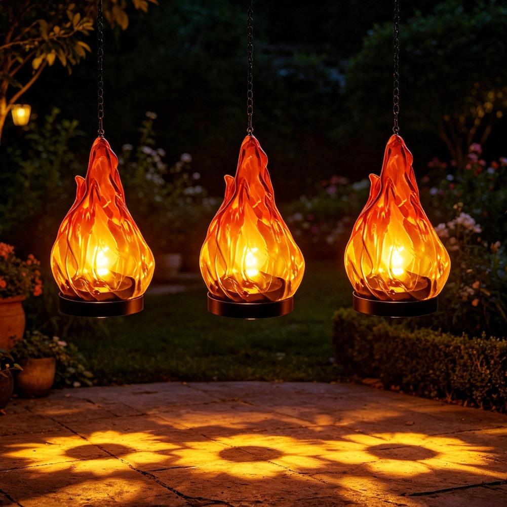 Solar Flame Hanging Lantern Li - Yard Lighting Decor 评论和价格