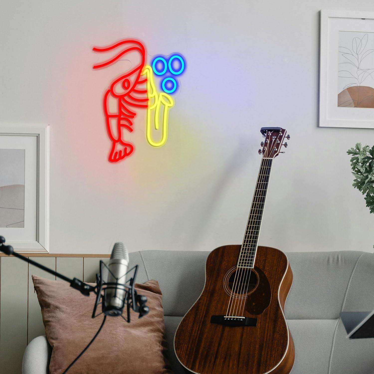 Lobster Saxophone Neon Sign Ja - Office Lighting Decor 评论和价格