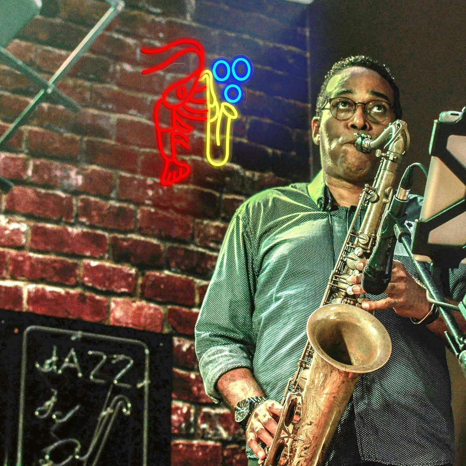 Lobster Saxophone Neon Sign Ja - Office Lighting Decor 评论和价格