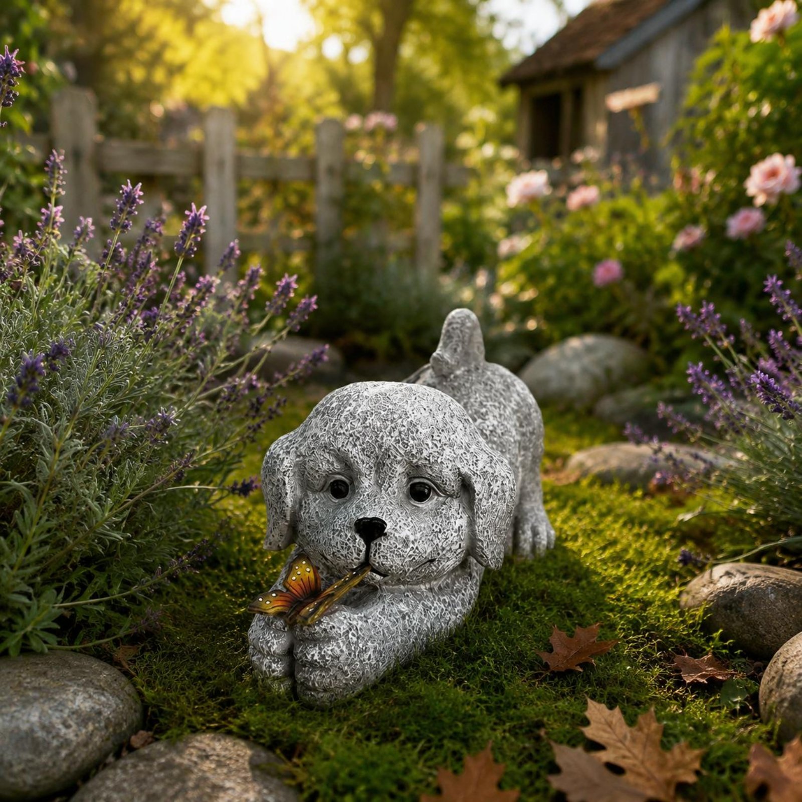 Solar Dog Statue Resin Craft S - Yard Lighting Decor 评论和价格