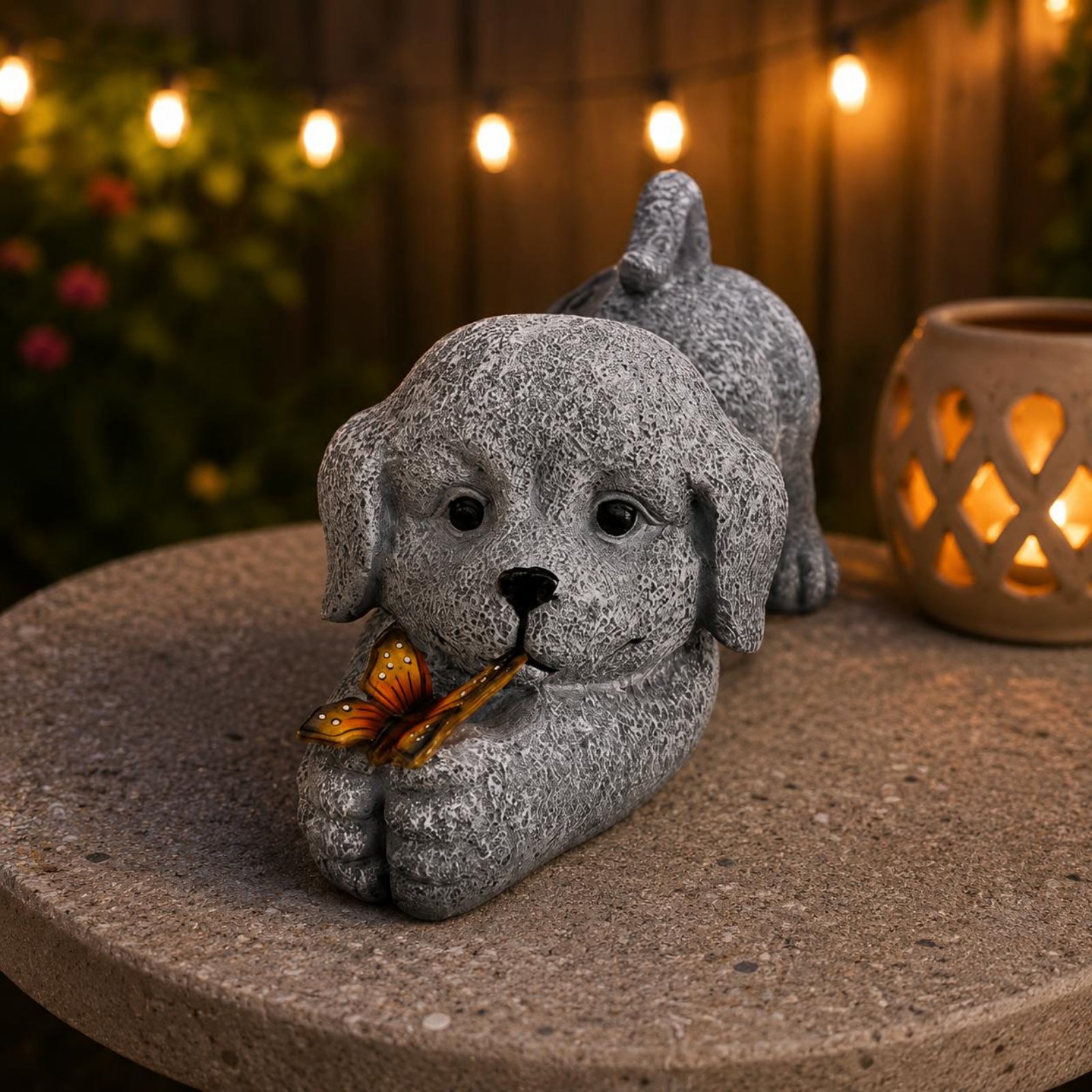 Solar Dog Statue Resin Craft S - Yard Lighting Decor 评论和价格
