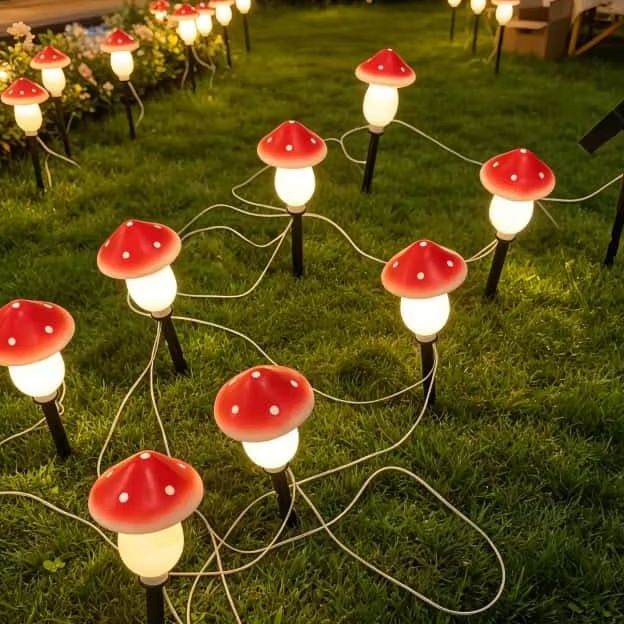 Solar Mushroom String Lights W - String Light Outdoor 评论和价格