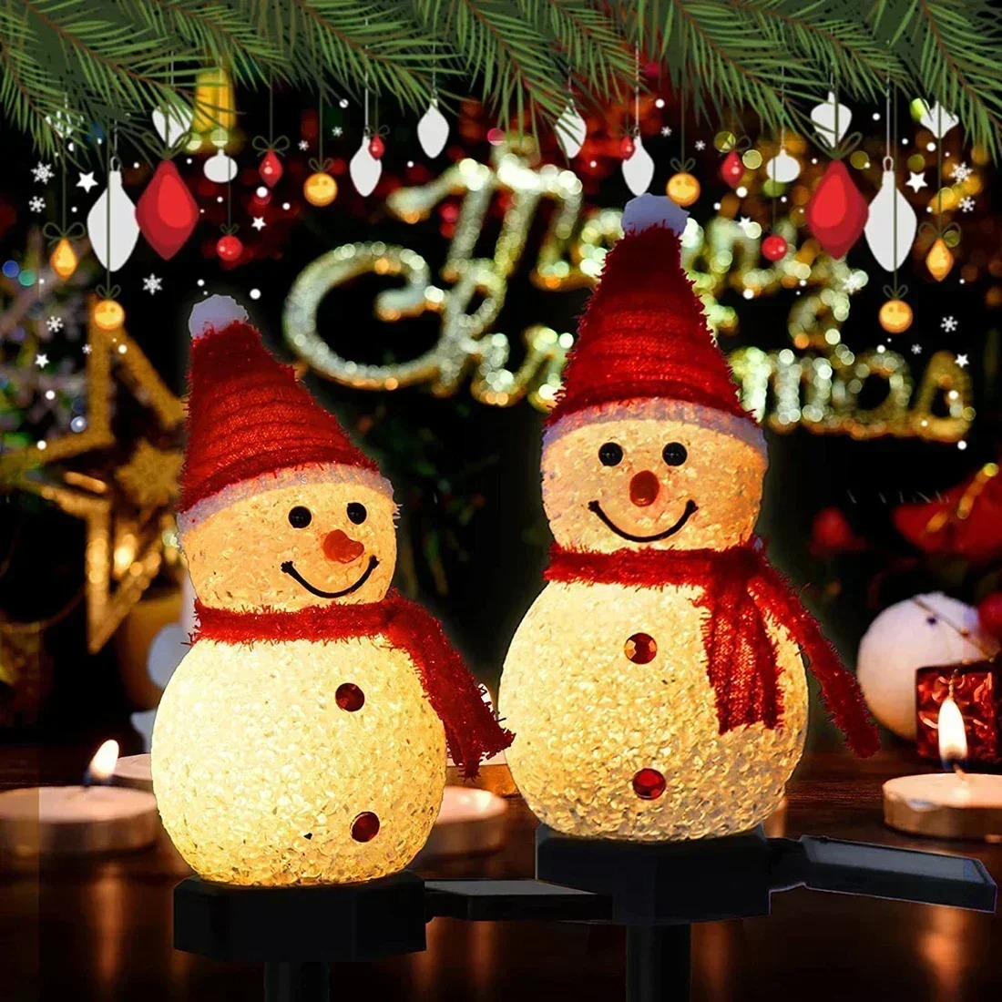Christmas Snowman Solar Garden - Yard Lighting Decor 评论和价格