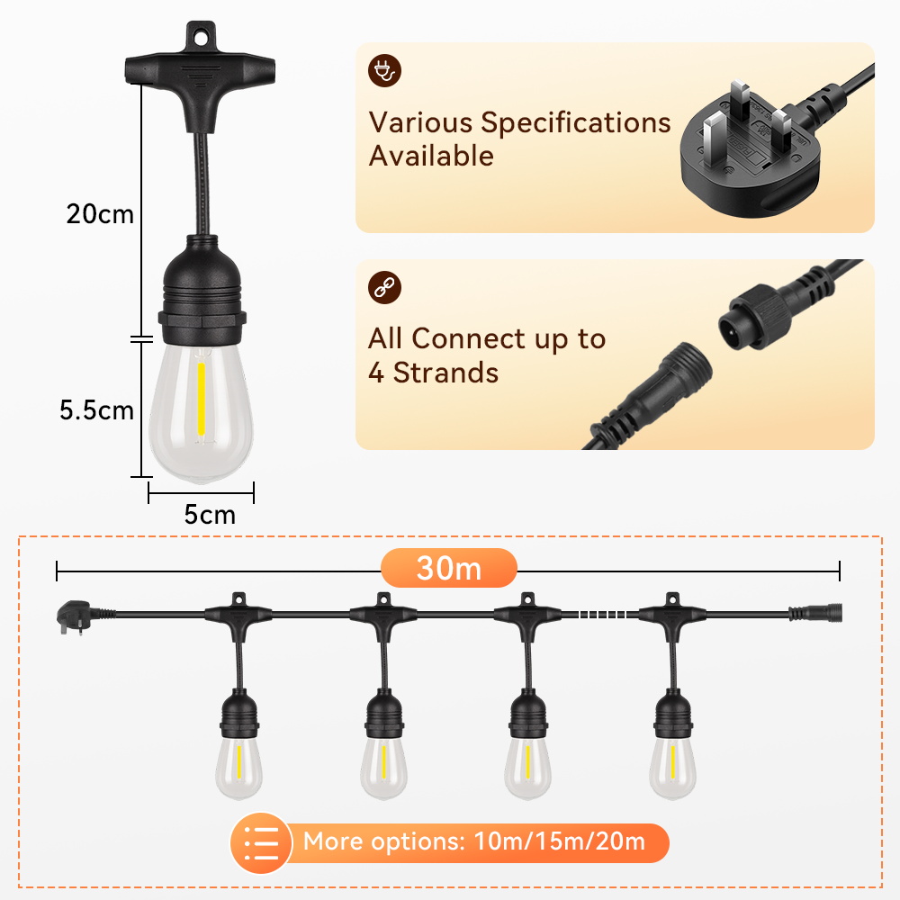 E27 Outdoor String Lights LED  - Decor Lighting Uk 评论和价格